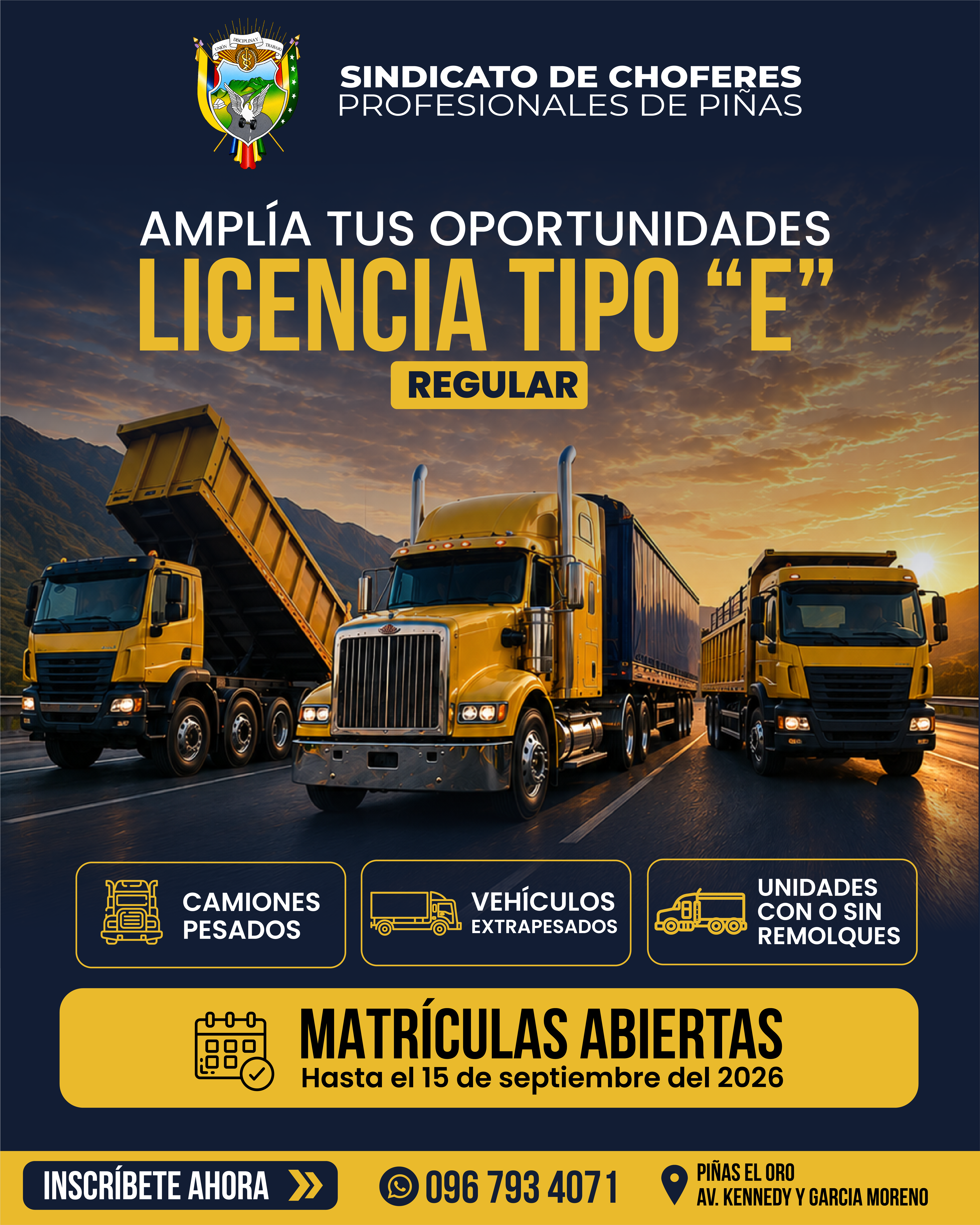 Convocatoria 2026 para Licencia Tipo E Regular
